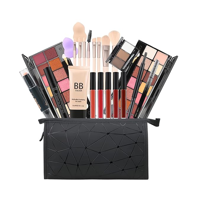 28 Pieces Makeup Kit for Women Full Kit, Eyeshadow Palette,Lip Gloss Set,Lipstick,Blush,Foundation,Concealer,Mascara,Eyebrow Pencil,Include Makeup Brush Set,Professional Makeup Kit for Teens-FemmiqueWomen