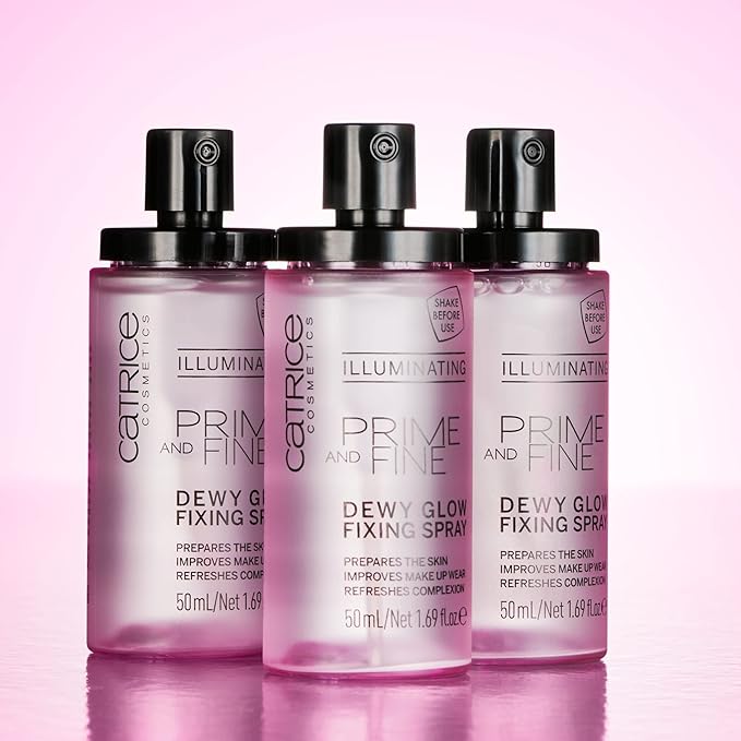 Catrice | Prime & Fine Illuminating Dewy Glow Spray | Transparent and Fast Drying Fixing Spray| Paraben Free & Vegan | Cruelty Free (Pack of 3)-FemmiqueWomen