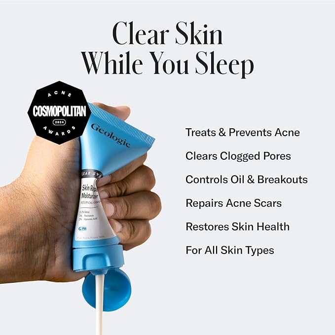 Geologie Skin Repair Moisturizer Face Cream | Clear System Retinol Resurfacing Formula | For Blemish Prone Skin with Niacinamide & Hyaluronic Acid | 60 ML-FemmiqueWomen