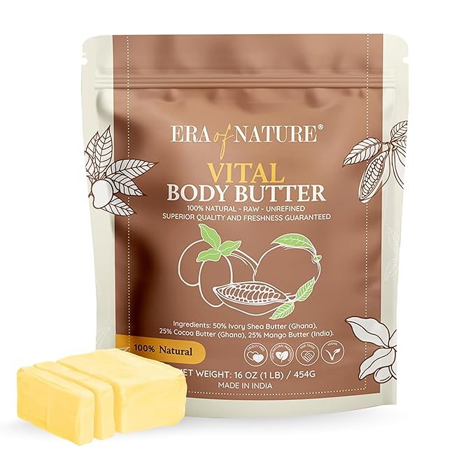 Era of Nature Organic Shea, Mango & Cocoa Body Butter – Raw, Unrefined, 100% Natural – Perfect Base for DIY Skincare, Body Butters, Lotions, Soaps & Lip Balms – Essential for Homemade Creations – 16oz-FemmiqueWomen