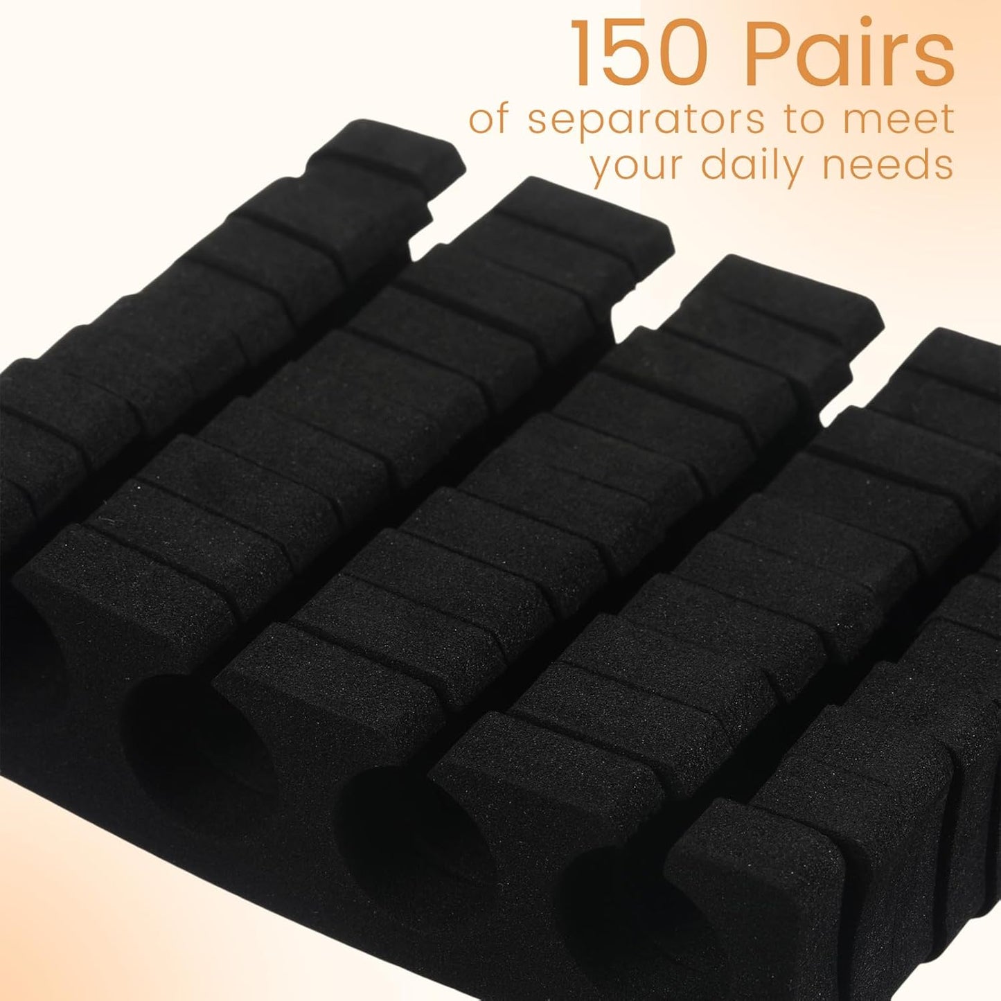 300 Pcs Toe Separators for Nail Polish Bulk Toe Separator Pedicure Correct Foot for Men Women Nail Polish Comfy Soft Pedicure Supplies (Black)-FemmiqueWomen