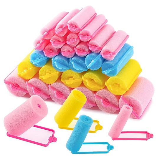 36PCS Foam Hair Rollers - Sponge Rollers for Heatless Hair Curler for Short/Long Curling Sleep rolos para cabello Jumbo Large Sponge Curlers Soft Sleeping Thin Hair Curl Overnight rulos-FemmiqueWomen