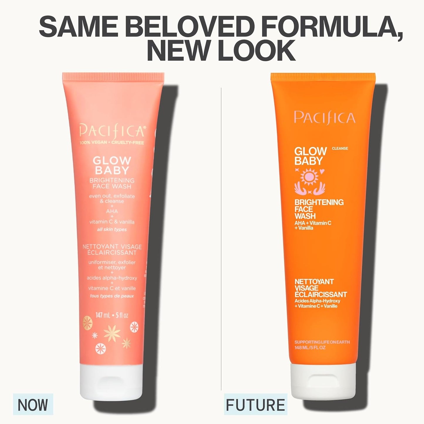 Pacifica Glow Baby Brightening Facial Cleanser 5oz – Vitamin C & Glycolic Acid (AHA) Face Wash for Radiance – Daily Cleanser for Anti-Aging Exfoliating for Smooth, Even Glowing Skin Vegan Clean Beauty-FemmiqueWomen