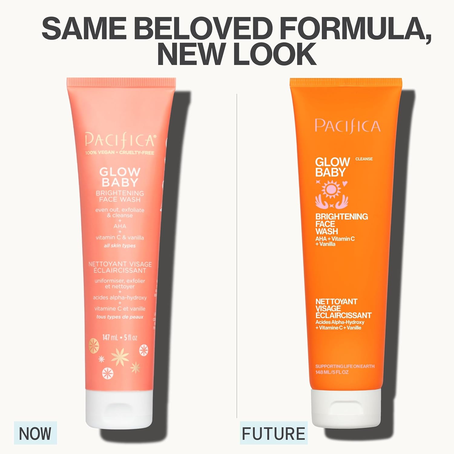 Pacifica Glow Baby Brightening Facial Cleanser 5oz – Vitamin C & Glycolic Acid (AHA) Face Wash for Radiance – Daily Cleanser for Anti-Aging Exfoliating for Smooth, Even Glowing Skin Vegan Clean Beauty-FemmiqueWomen