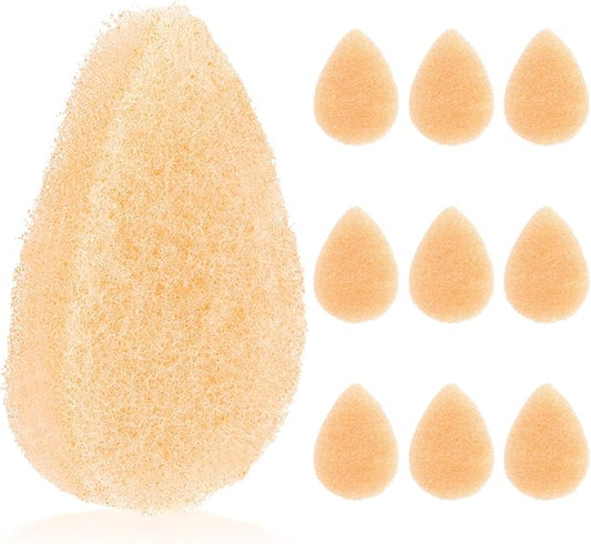 10 Pack Facial Sponge for Daily Deep Cleansing - Regular Buff Style Exfoliating Pads for Removing Dead Skin, Dirt & Makeup - Normal to Oily - Made in The USA - Reusable Puf - Natural