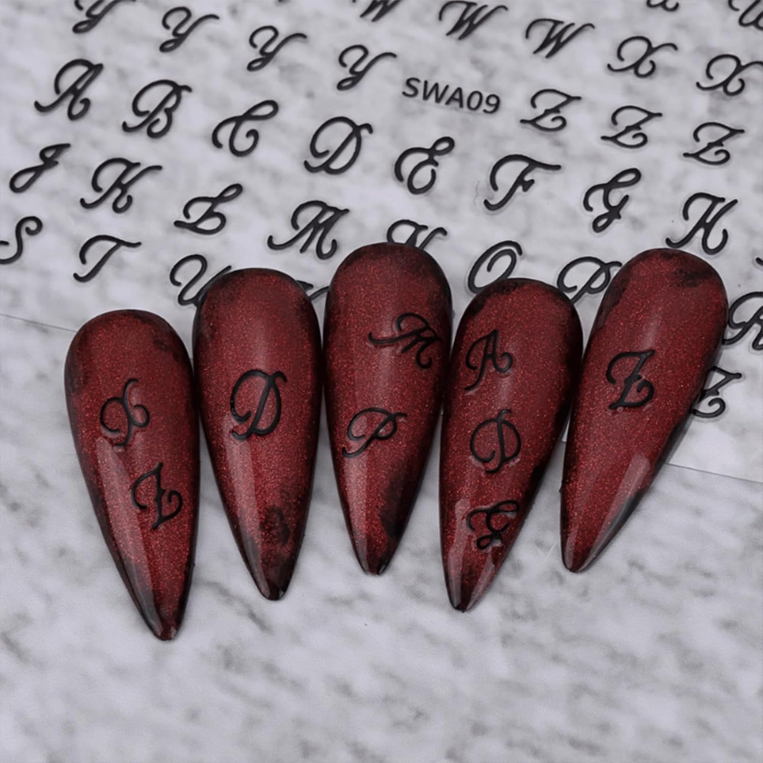 12 Sheets Letter Nail Art Stickers Decals 3D Self Adhesive Letter Nail Stickers for Nail Art Black White Silver Gold Retro English Nail Decals Letters Nail Design Nail Art Supplies-FemmiqueWomen