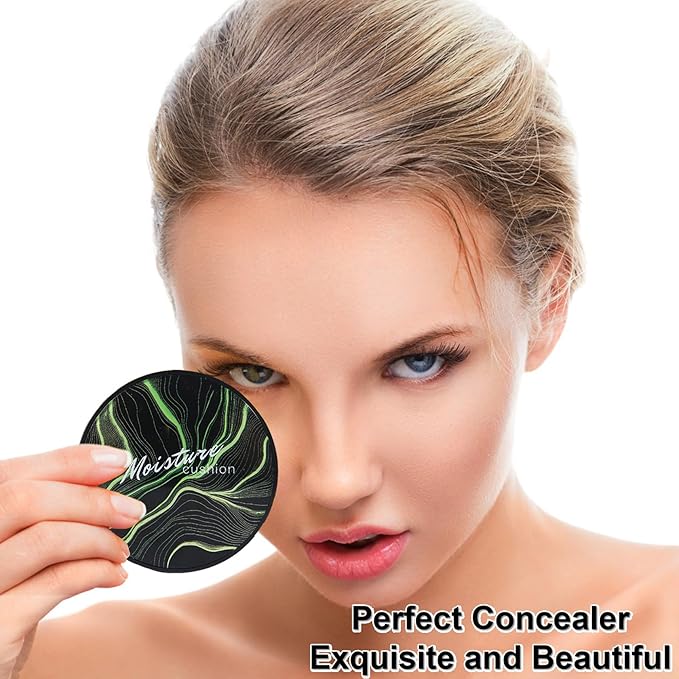 2PCS Mushroom Head Air Cushion CC Cream Foundation,Moisturizing Mushroom Head Foundation BB Cream Makeup Foundation Matte Concealer Full Coverage Long-lasting Oil Control (Natural)-FemmiqueWomen