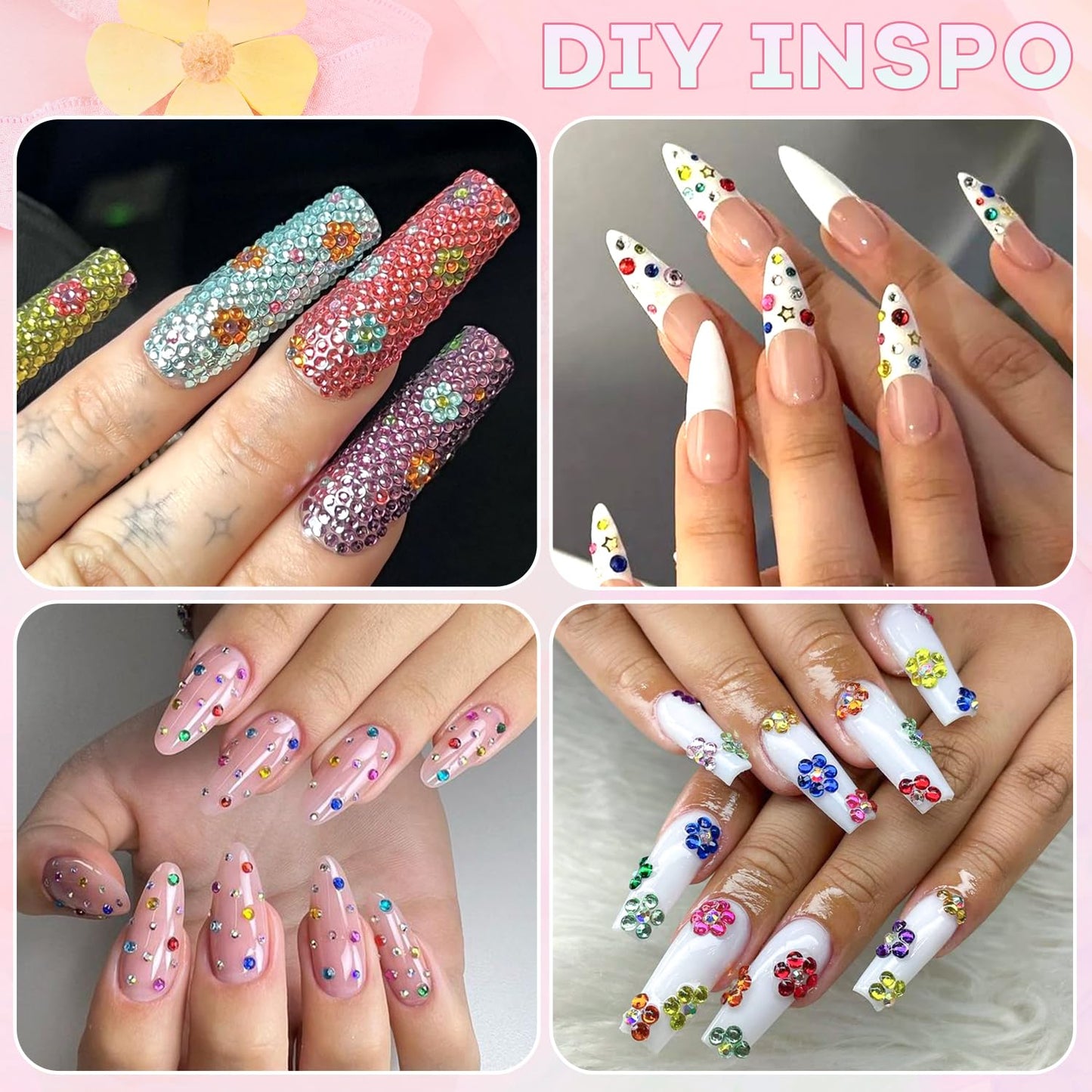 10000Pcs Small Resin Rhinestones for Nail Art with 15ML Nails Rhinestone Glue, Colorful 2/3MM Flatback Bedazzling Gems, Nail Rhinestones and Gems Crystals Charms for Acrylic Tips Manicure Decor-FemmiqueWomen