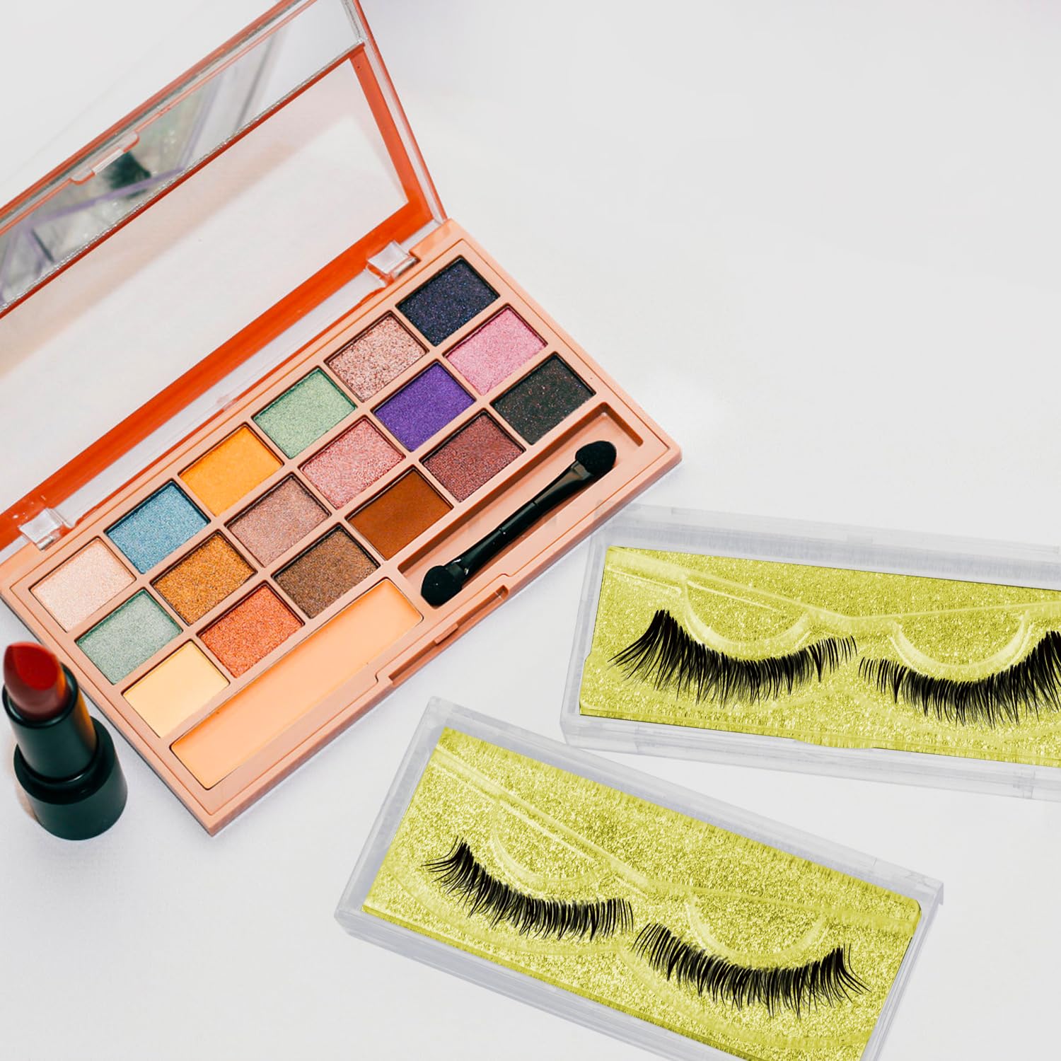 Rocutus Empty Lash Boxes for False Eyelashes - 30 Pack Lash Cases, Customizable Eyelash Packaging, Bulk Lash Storage Containers, Lash Box Packaging, Premium Display & Protection (Yellow)-FemmiqueWomen