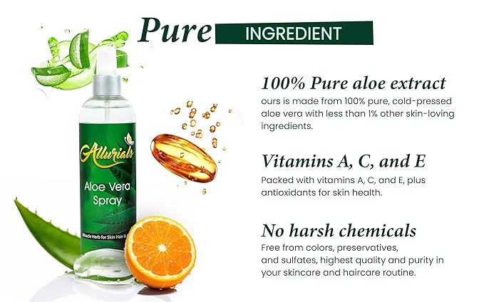 100% Pure & Organic Aloe Vera Spray, Clinically tested & Dermatologist approved, Hydrates & Heals Dry & Damaged Skin & Hair- 12 Oz-FemmiqueWomen