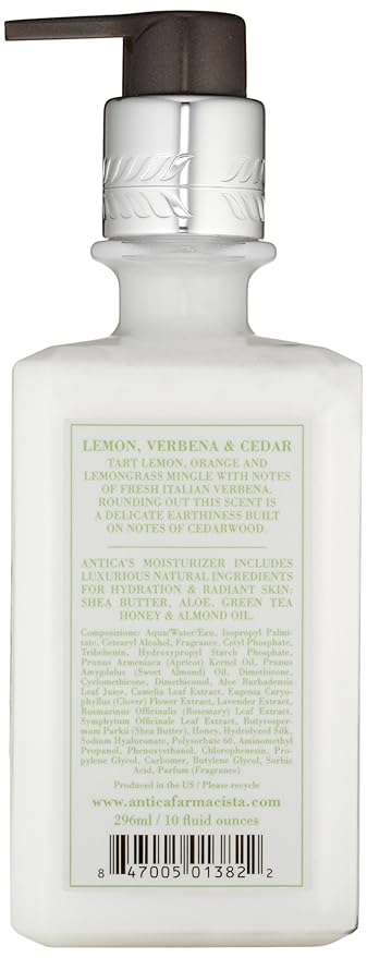 Antica Farmacista Body Moisturizer - Moisturizing Scented Lotion - Premium Body Moisturizer - Luxury Gift for Women & Men - Hand & Skin Hydration - Lemon, Verbena and Cedar, 10 Fl Oz-FemmiqueWomen