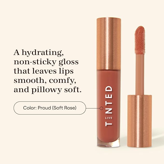 Live Tinted Huegloss High-Shine Lip Gloss - Hydrating, Non-Sticky, Moisturizing Lip Gloss with Hyaluronic Acid, Coconut Oil, and Shea Butter For a Soft Barrier & Seals in Moisture - Soft Rose-FemmiqueWomen