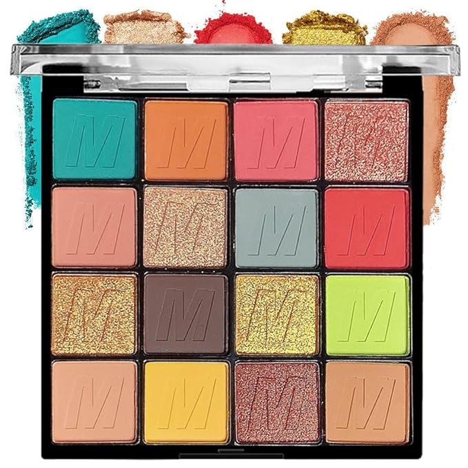 16 Colors Champagne Gold Glitter Matte Shimmer Eyeshadow Palette for Eye Makeup,High Pigmented Brown Eye Shadow Primers Powder Palet de sombras de ojos-FemmiqueWomen