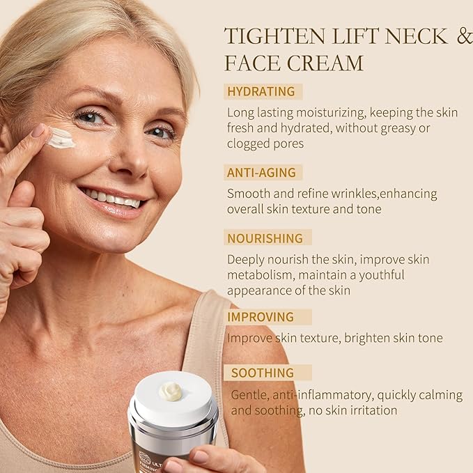 Tighten and Lift Neck Cream, Deep Hydration Neck Firming Cream with Retinol, Collagen & Honey Anti-Aging & Wrinkle Moisturizer for Face, Neck & Décolleté Women & Men 1.7 Fl Oz-FemmiqueWomen