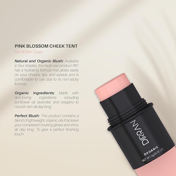 3 in 1 Natural Ingredient 90% Organic Blusher Stick For Lips, Eyes, & Cheeks, Hydration And Natural Beauty Apply directly And Blend With Fingertips, Small Enough to Carry (PINK BLOSSOM)-FemmiqueWomen