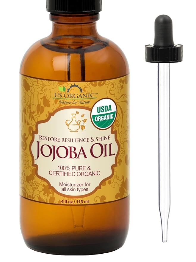 US Organic Jojoba Oil, USDA Certified Organic,100% Pure & Natural, Cold Pressed Virgin, Unrefined, Haxane Free, Sourced from Middle East Directly (Medium (4oz, 115ml))-FemmiqueWomen
