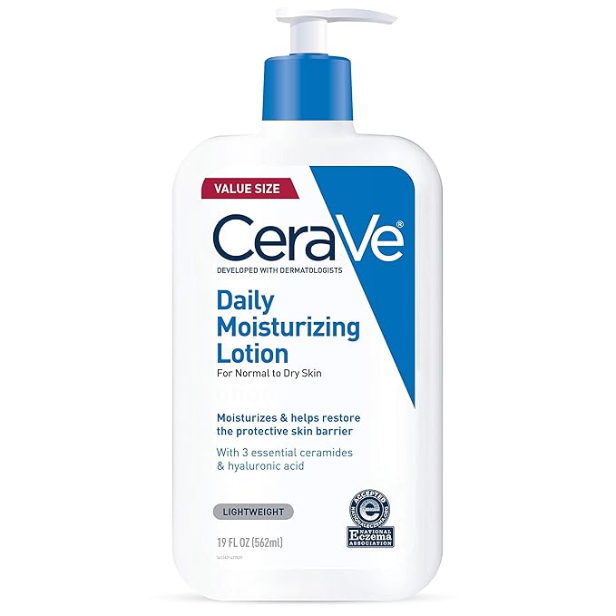 CeraVe Daily Moisturizing Lotion for Dry Skin, Body Lotion & Face Moisturizer with Hyaluronic Acid and Ceramides, Daily Moisturizer, Fragrance Free, Oil-Free, 19 Ounce-FemmiqueWomen