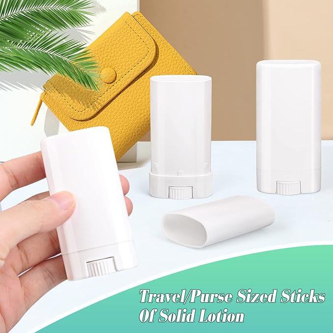 15ml Travel Deodorant Containers,Top-Fill,Empty Plastic Oval Lip Balm Tubes for Chapstick,Lip Balm,Lotion Bar Sticks,Salve,Homemade Solid Lotion,Sample Size Deodorant-30 Pack,White-FemmiqueWomen
