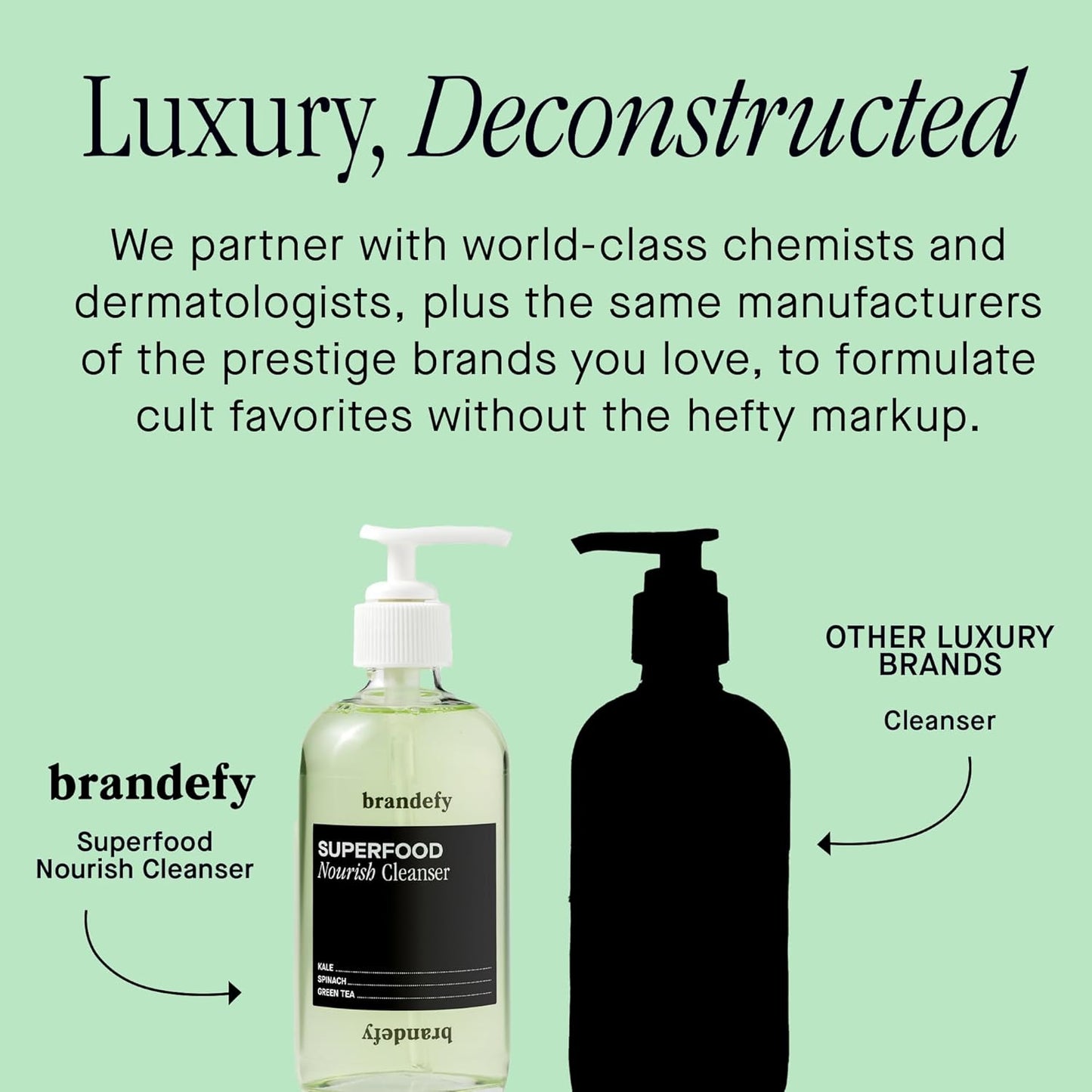 Brandefy Superfood Face Wash, Gentle & pH Balanced Cleanser w/Kale, Green Tea, Spinach, Vitamin C, E, K2- Softens & Nourishes Skin, Organic Facial Cleanser for All Skin Types (8 Fl Oz)-FemmiqueWomen