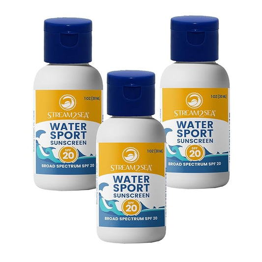 STREAM 2 SEA SPF 20 Mineral Sunscreen Biodegradable and Reef Safe, 1 Fl oz Pack of 3 Travel Size Paraben Free Non Greasy, Moisturizing Mineral Sunscreen For Face, Body Protection Against UVA and UVB-FemmiqueWomen