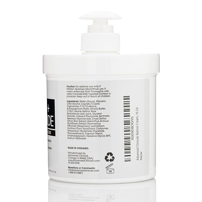 Advanced Clinicals Retinol Body & Face Lotion W/Niacinamide, Dry Skin Face Moisturizer & Crepey Skin Care Treatment, Anti Aging Retinol Cream Reduces Look Of Wrinkles, Sagging Skin, & Age Spots, 2PC-FemmiqueWomen