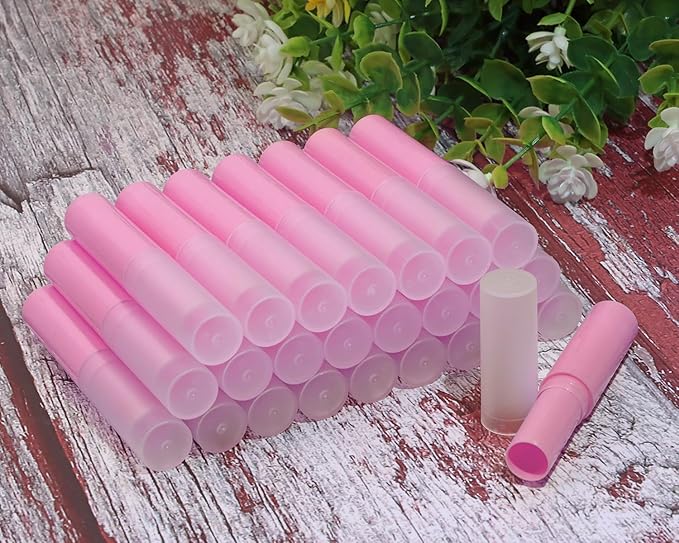 0.14oz Empty Flavored Lip Balm Container Tubes Plastic Homemade Moisturizing Lip Stick with Caps Bulk Fit for Women Adult DIY Making Supplies, 25 Count (Rose Pink)-FemmiqueWomen