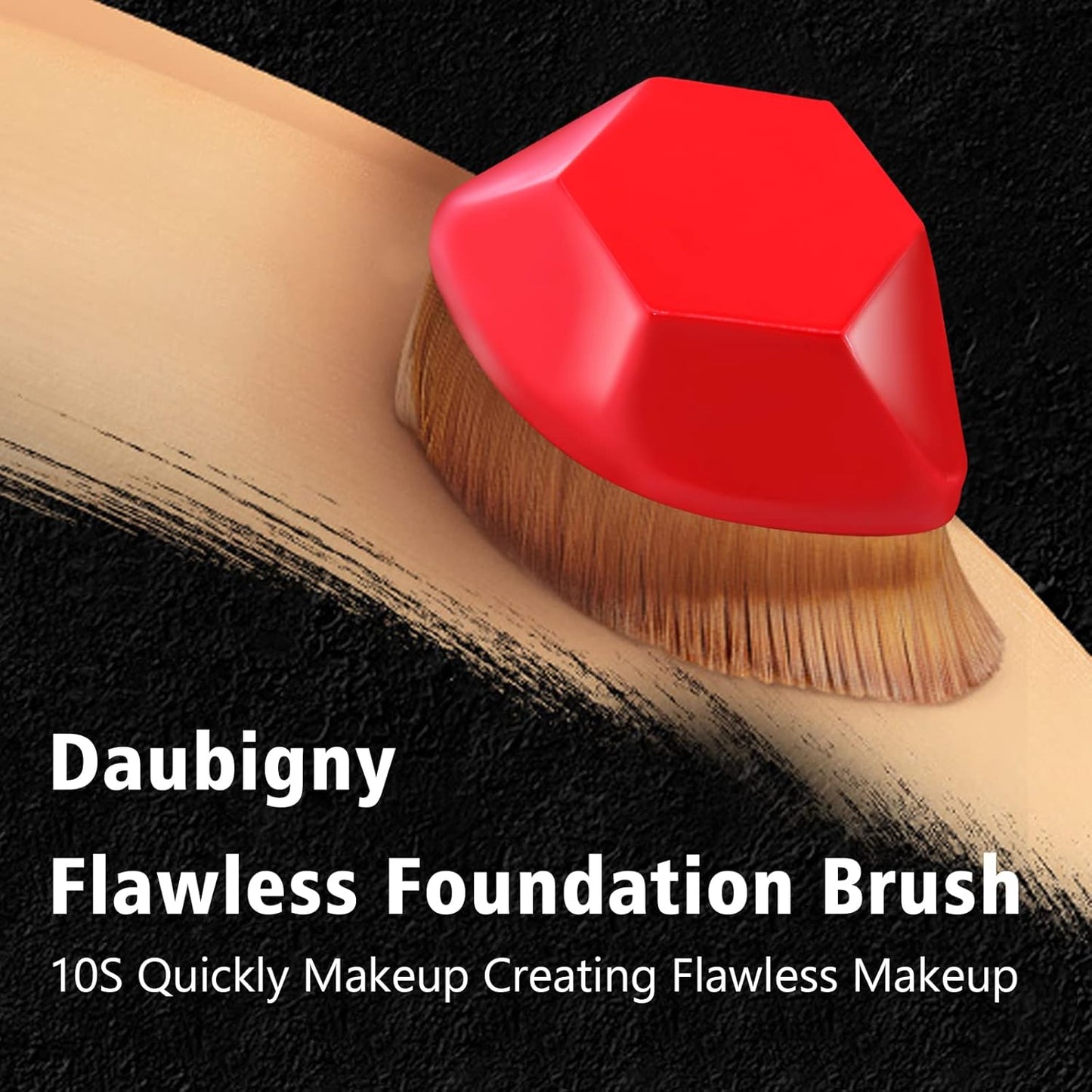 Foundation Brush, Daubigny Perfect Makeup Brush for Face Blush Liquid Powder Foundation Brush for Blending Liquid, Cream or Flawless Powder Cosmetics with Protective Case (Red)-FemmiqueWomen