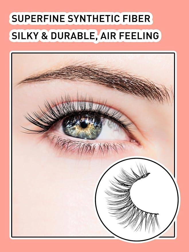 Wispy Cat Eye Lashes False Eyelashes Natural 10mm Short Lashes Pack Soft Strip Eyelash 3D Volume C Curl Natural Eyelashes 7 Pair Siligli Eyelashes-FemmiqueWomen