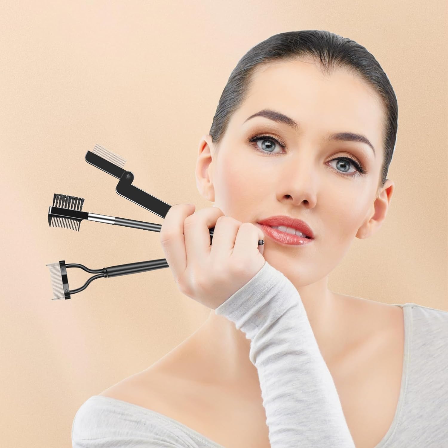 3PCS Eyelash Comb Lash Separator Brow Brush & Eyebrow Spoolie for Removes Clump Mascara-FemmiqueWomen