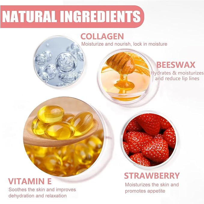2 PCS Lip Balm Honey Pot, Honey & Strawberry Lip Sleeping Mask Vitamin E & Moisturizing Propolis Lip Balm with Stick, Prevention Dry and Cracked Lip Scrubs Exfoliator Lip Wrinkle-FemmiqueWomen