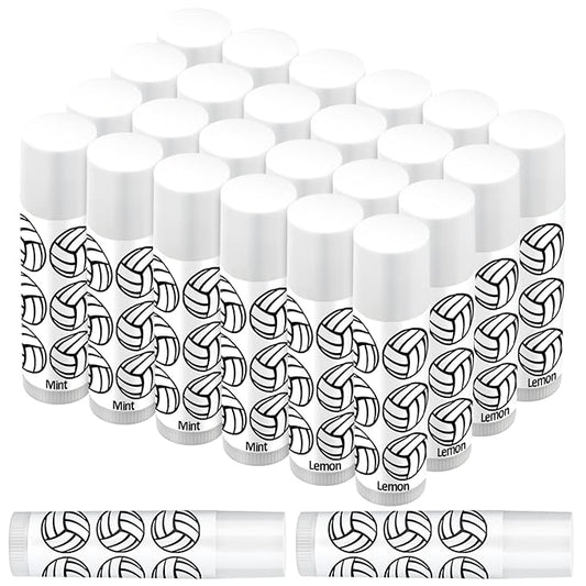 24 Pcs Volleyball Lip Balm Volleyball Team Gifts Volleyball Party Favors Volleyball Lip Balm Gift for Volleyball Team Volleyball Party Guest Supplies (White)-FemmiqueWomen