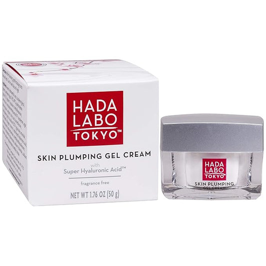 Hada Labo Tokyo Plumping Gel Cream, Facial Moisturizer, Clinically Proven to Provide 24-Hour Moisture in One Use, Super HyaluronicAcid, Ceramides, Collagen, No Parabens, Dyes or Fragrance, 1.76 oz-FemmiqueWomen