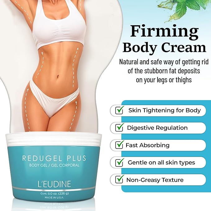 L’EUDINE Redugel Plus Skin Tightening Cream for Body, Firming Cream with Mint Oil, Field Horsetail, Marine Algae, Maca Extract, Skin Firming and Tightening Lotion – 8oz-FemmiqueWomen