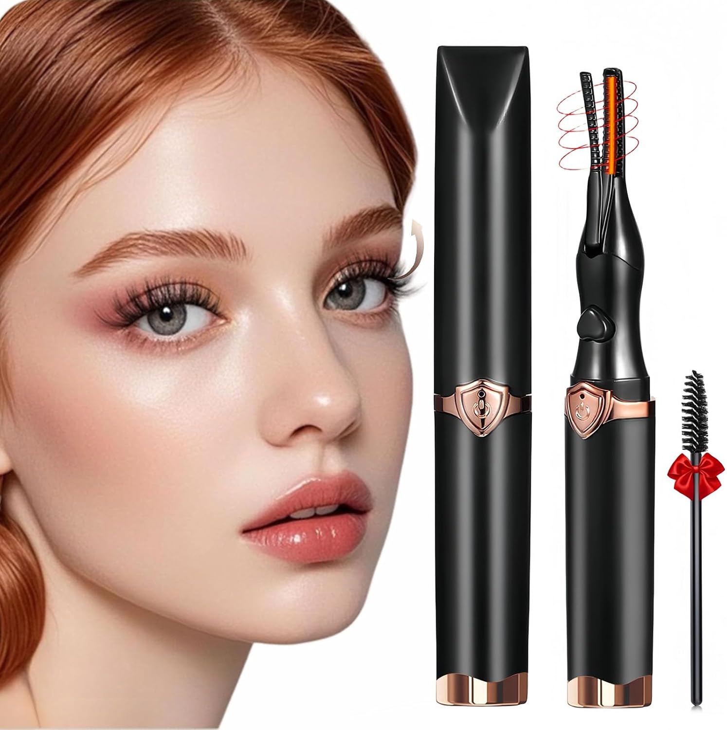 Heated Eyelash Curler, 2-in-1 Clip-Type Design, 3 Temperature Modes, USB Rechargeable Electric lash Curler, Natural Curling 24H Long-Lasting Curl, Gift for Women & Girls, Black A-FemmiqueWomen