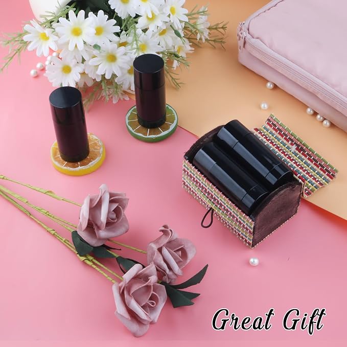 12 Pieces 15g Black Plastic Deodorant Containers,Empty 1/2 oz Travel Lip Balm Tubes,Refillable Twist-UP Solid Perfume Tubes,Lipstick Tubes for DIY-FemmiqueWomen