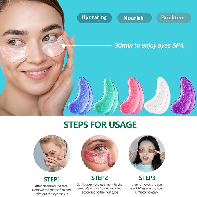 28 Pairs Collagen Eye Mask, Anti Wrinkle Eye Patches for Puffy Eyes and Dark Circles, Natural Marine Collagen Eye Gel Pads for Puffiness, Eye Treatment Skin Care for Puffiness Wrinkle Eye Bags-FemmiqueWomen