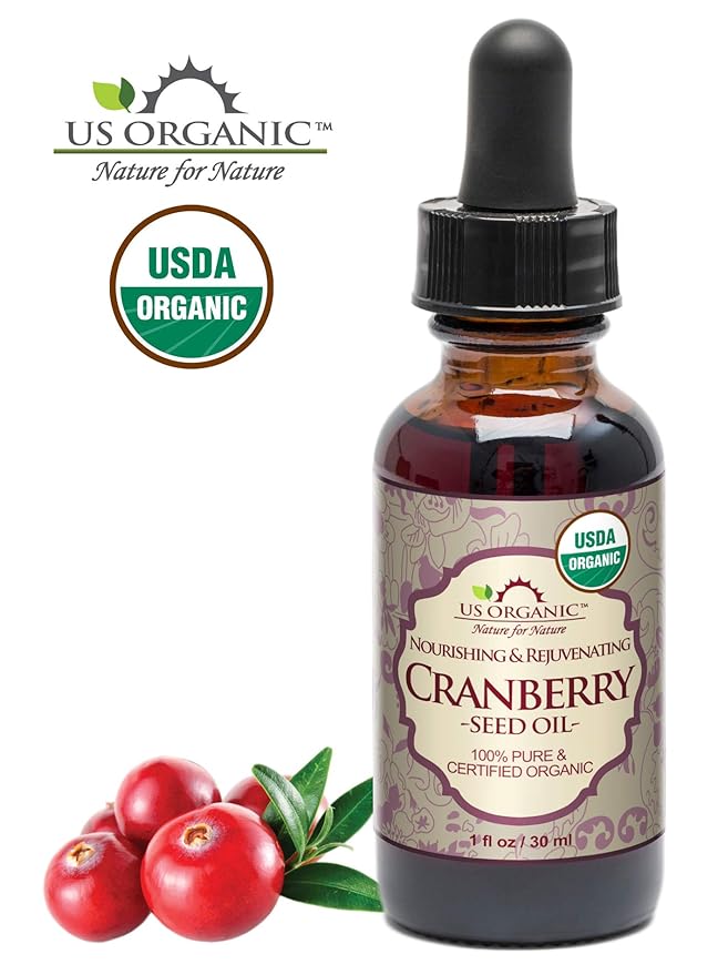 US Organic Cranberry Seed Oil, USDA Certified Organic,100% Pure & Natural, Cold Pressed Virgin, Unrefined in Amber Glass Bottle w/Glass Eyedropper for Easy Application (1 oz (30 ml))-FemmiqueWomen