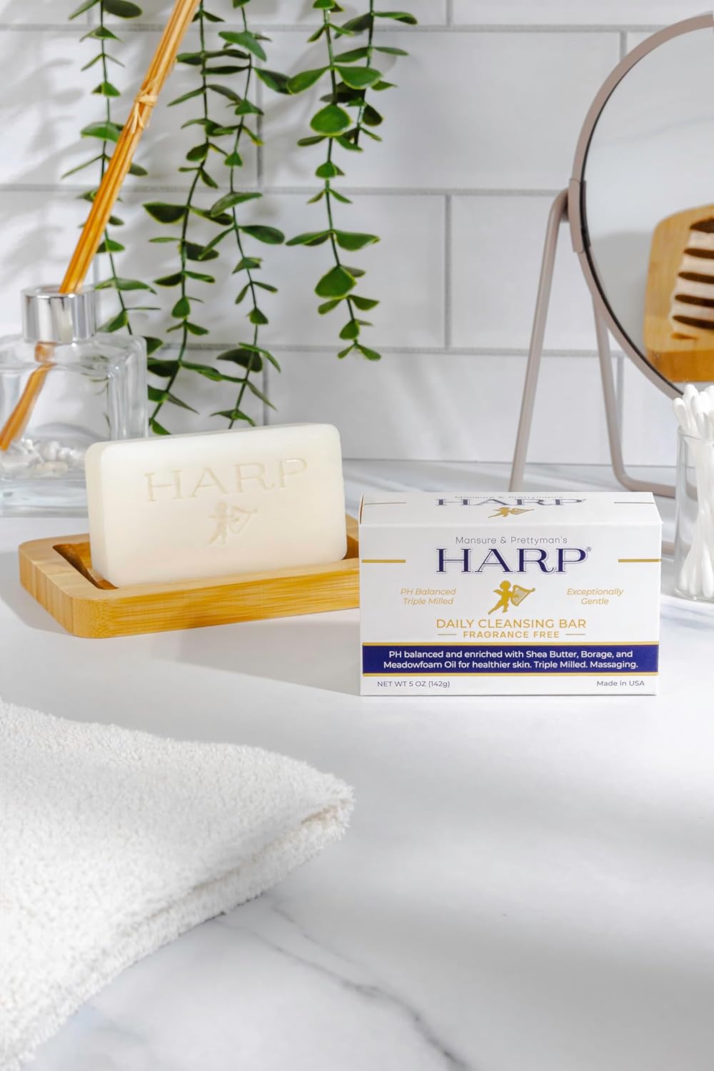 HARP pH-Balanced (5.0-6.0) Body Wash Bar. ZERO Saponified Oils. Protects Moisture Barrier. Gentle for Sensitive/Dry skin. + Shea Butter/Borage Oil. Non-Comedogenic. FRAGRANCE/masking agent FREE.-FemmiqueWomen
