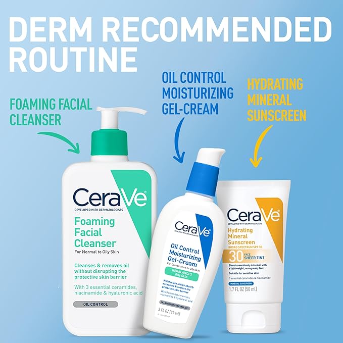 CeraVe Oil Control Moisturizing Gel-Cream, Face Moisturizer for Oily Skin, Niacinamide, Hyaluronic Acid & Oil Absorbing Technology To Rebalance Oily Skin, Non-Comedogenic, Fragrance Free & Oil-Free-FemmiqueWomen