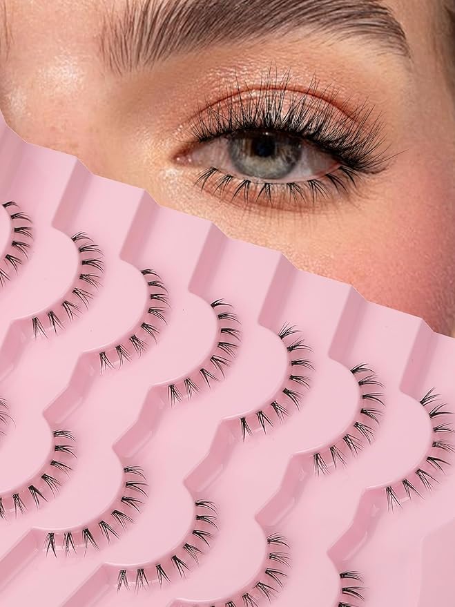Lashes Natural Bottom Lashes 9mm Lower Strip Lashes Extention False Eyelashes Natural Look Wispy Bottom Eyelashes Fake Lashes Pack 7 Pairs-FemmiqueWomen