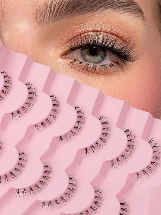 Lashes Natural Bottom Lashes 9mm Lower Strip Lashes Extention False Eyelashes Natural Look Wispy Bottom Eyelashes Fake Lashes Pack 7 Pairs-FemmiqueWomen