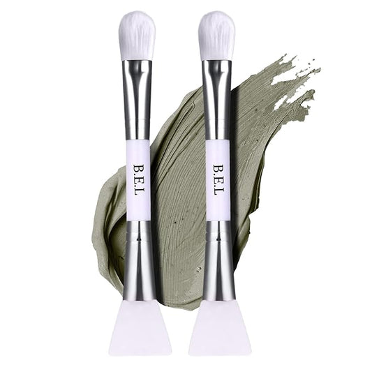 Bare Essentials Living Clay Face Mask Brush (2 Pack, White) Dual Soft Silicone Face Mask Applicator Brush Tool, Great Facial Essentials, Moisturizer Applicator & Skincare Brush for Facials-FemmiqueWomen