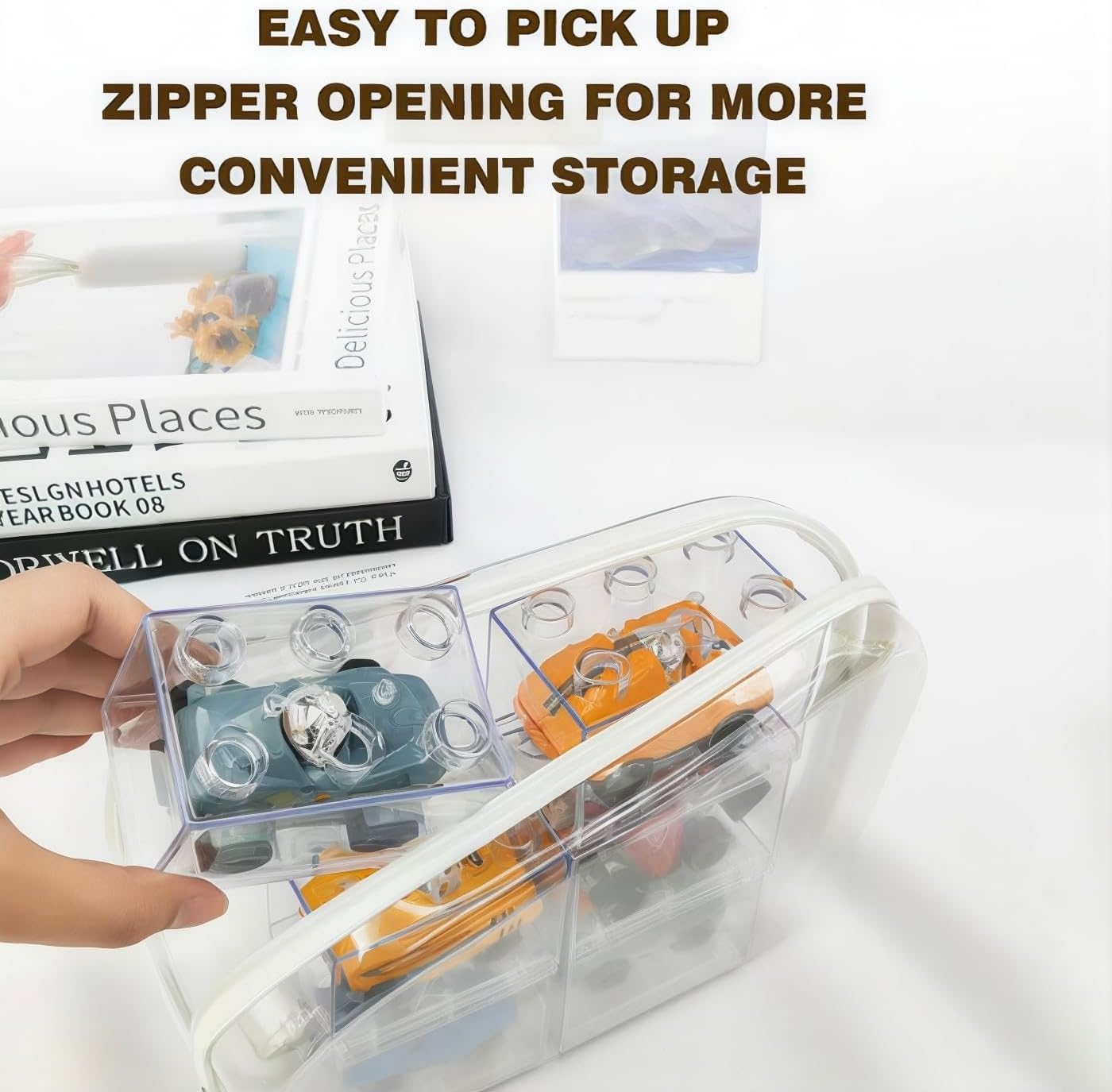 3 Pcs Zippered Transparent Cases，Clear Hard Pouch，Portable Double Zipper Hard Bag,Waterproof Clear Hard Shell Zipper Case for Cosmetic Storage, Snacks, Pencil Case (Medium*3)-FemmiqueWomen