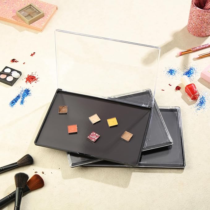 3 Pcs Large Empty Magnetic Eyeshadow Palette Cosmetics Pan with Clear Top DIY Eyeshadow Pan Cosmetics Dispensing Storage Box for DIY Eyeshadow Lipstick Pigment Blush 9.25 x 6.57 x 0.47 Inch-FemmiqueWomen