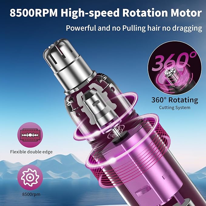 2025 Rechargeable Nose and Ear Hair Trimmer with LED Dispaly for Women Men,4 in 1 Painless Eyebrow & Facial Hair Trimmer with Powerful Motor,Ladies Wet & Dry Electric Razor (White)-FemmiqueWomen