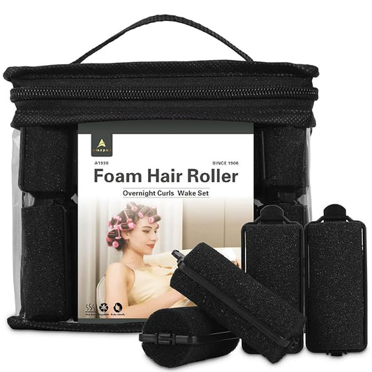 36 Pieces Foam Sponge Hair Rollers - Soft Hair Styling Curlers for Hair Curls (Black, Flexi Rod, 2.8x0.98inch)-FemmiqueWomen
