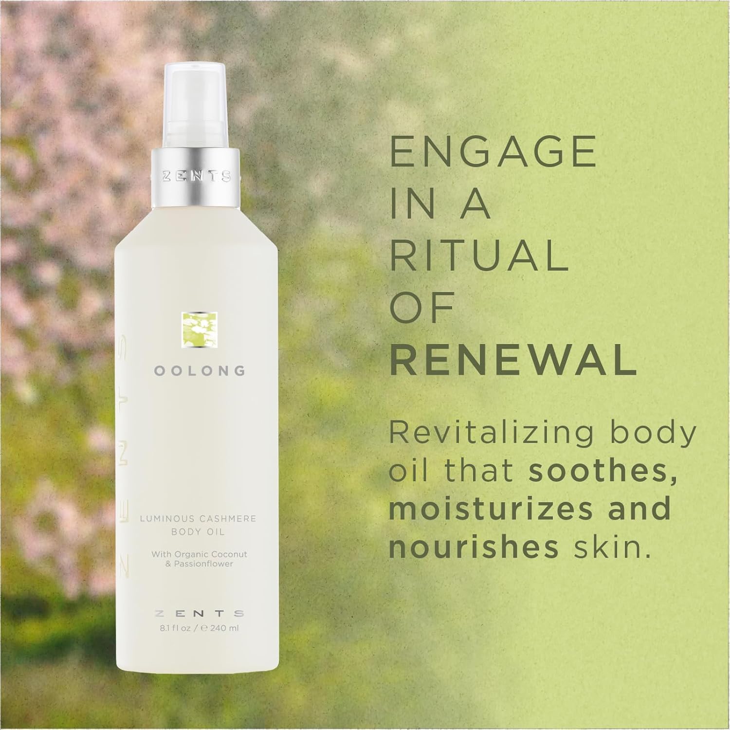 Zents Luminous Cashmere Body Oil (Anjou Fragrance) | Moisturizing Body Oil with Vitamin E & Organic Coconut Oil | Softens & Smooths Skin | 8 fl oz-FemmiqueWomen