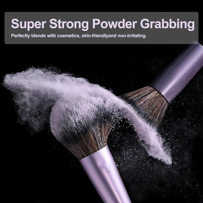 BS-MALL Travel Makeup Brush Set Foundation Powder Concealers Eye Shadows Makeup Set with LED light Mirror 14 Pcs (Purple)-FemmiqueWomen