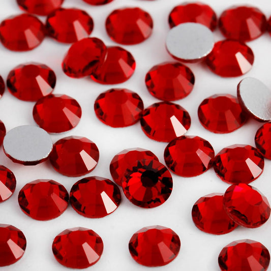 2000PCS SS12 Flatback Rhinestones | 12-Facet Diamond-Cut Glass Gems for Nail Art, Clothing, DIY Crafts |Glue-On Decoration Stones with Silver Backing(Siam)-FemmiqueWomen