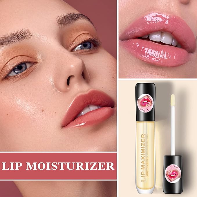 2 Pcs Lip Plumper Lip Gloss,Lip Maximizer Balm Plumper Lip Plumping Serum,Heathly Lip Moisturizer Enhancer Hydrated Lips,Reduces Improves Dry Lip Lines Lip Plumping Gloss Lip Extreme Volume-FemmiqueWomen